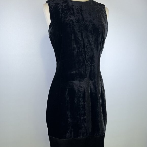 Banana Republic 90s Y2K Black Velvet Sheath Dress Silk Satin Trim Size 2 Office - Picture 3 of 9